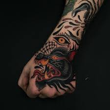 Red And Black American Traditional Tattoo Flash Footle Old School Tattoo Designs Hand Tattoos Traditional Tattoo