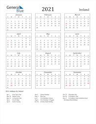 Download free excel calendar template & create printable calendars for 2021 or any year. 2021 Ireland Calendar With Holidays