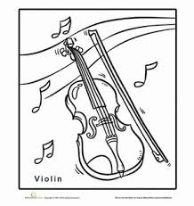 This violin coloring page features a picture of a violin to color. Kindergarten The Arts Worksheets Violin Coloring Page Violin Kindergarten Music Music Coloring
