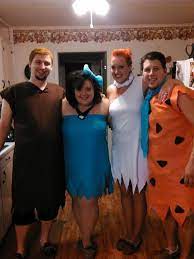 Wilma And Fred Flinestone Betty And Barnie Rubble Homemade Costumes I Sewed Up For Halloween Halloween Outfits Diy Costumes Kids Homemade Costumes