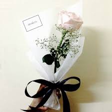 This flower bouquet includes white roses and mixed greens. Single White Rose Bouquet Design Craft Handmade Goods Accessories On Carousell