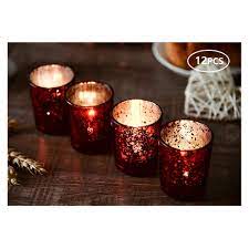 Small comes in set of 3 with red, gold and silver (1 of each color) in set. Supreme Lights 2017 Christmas Mercury Votive Candle Holders Speckled Glass Tealight Holder Set Of 12 Red 2 45 Inch Tall Home Decor Tea Light Holders Femsa Com