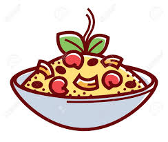 Risotto Alla Marinara Dans Un Bol Profond Isole Illustration Vectorielle Plane De Dessin Anime Sur Fond Blanc Riz Chaud Avec Des Epices Aromatiques Et Des Morceaux De Fruits De Mer Frais Decores