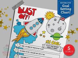 rocket ship goal chart editable pdf goal charts reward