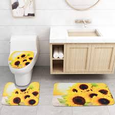 From modern curtain designs to patterned black and white shower curtains, you'll find. Amazon Com Pknoclan 4 Pcs Sunflowers Shower Curtain Sets With Non Slip Rug Toilet Lid Cover And Bath Mat Yellow Flower Shower Curtains With 12 Hooks Waterproof Fabric Shower Curtains For Bathroom Home