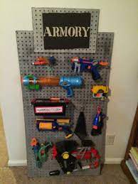 A simple way to organize your nerf guns using pegboards and some commonly used items from yo. Nerf Storage Ideas A Girl And A Glue Gun