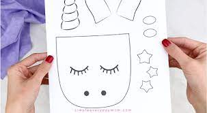 unicorn paper bag puppet craft for kids free template