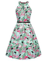 Belle Poque Belted Halter Keyhole Vintage Sleeveless Cotton A Line Dress Bp460 Vestidos Estampados Vestidos Moda Vestidos