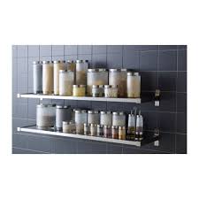 Rajtan Spice Jar Glass Aluminum Color Ikea In 2020 Glass Shelves In Bathroom Ikea Kitchen Storage Glass Shelves Kitchen