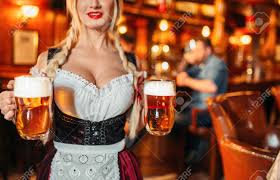 Sexy Waitress With Large Breasts In Pub Stock Photo, Picture and Royalty  Free Image. Image 119339790.