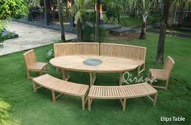 Elips Table With Granite Teak Garden Furniture Granite Table Outdoor Furniture Sets