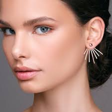 Minimalist Ear Jacket in Gold Rose Vermeil