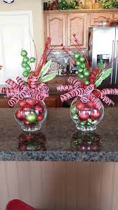 Red And White Ribbons And Colorful Ornaments In Empty Jar Christmas Diy Indoor Christmas Decorations Christmas Decor Diy