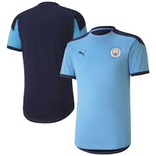 Manchester city their new away kit for the 2020/21 season, with black as the main color and just as tsc had anticipated , this uniform features a graphic across the front of the jersey in navy blue inspired by the famous castlefield neighborhood in the city of manchester and on the bridgewater canal. Manchester City Sky Blue Training Jersey 2020 21 Official Puma Product