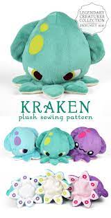 Kraken Squid Plush Pdf Sewing Pattern Sewing Stuffed Animals Sewing Patterns Plush Pattern Sewing Stuffed Animals Sewing Toys Plush Pattern