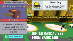 Learn to code and make your own app or game in minutes. I Got A Gifted Rascal From Basic Egg Bee Swarm Simulator Roblox Youtube