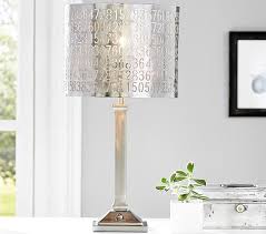 Country and primitive lamp shades. Punched Silver Metal Numbers Shade