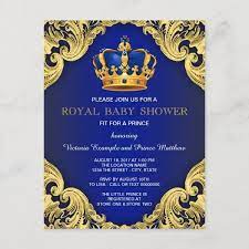Fancy Prince Baby Shower Blue And Gold Invitation Zazzle Com Royal Baby Shower Invitation Prince Baby Shower Invitations Gold Baby Shower Invitations