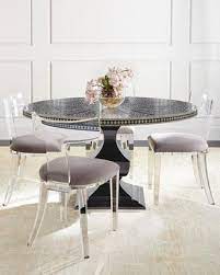As such, stylistic versatility perfectly complements the functional versatility of dining chairs, making them an ideal solution for a modern dining room, as well as in the. Bernhardt Vivian Black Inlay Dining Table And Nessy Clear Acrylic Dining Chair