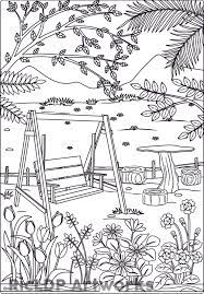 The three primary colors are red, blue, and yellow. At The Park Coloring Page For Adults Ricldp Artworks
