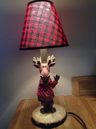 Ting Shen Moose Lamp Cabin Up North Small Bedside Nightstand Bedside Night Stands Small Bedside Lamp