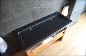 China manufacturer wash hand movable single wash basin for outdoor events. 1400mm Black Granite Double Trough Bathroom Wash Basin Love Shadow