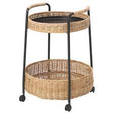 Kouboo laguna rectangular rattan high wall serving tray, extra large, honey brown. Lubban Serving Cart With Storage Rattan Anthracite Ikea