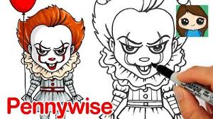 How To Draw Pennywise The Clown By Draw So Cute Scary Drawings Cute Drawings Cartoon Drawings
