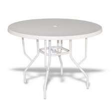Shop the best selection of outdoor furniture from overstock your online garden & patio store! Strap Round Patio Dining Table With Fiberglass Top White 42 Sfu Bb 42f Fu Cozydays