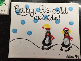 Winter Baby Art Newborn Penguin Footprint Baby Feet Art Art Activities For Kids Footprint Art
