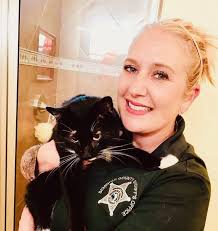 SCSO Code Enforcement Officer Amanda Draughon stopped to help a disabled  vehicle. Turns out the car had hit this male cat. Amanda called Animal  Control officers who brought him to our shelter