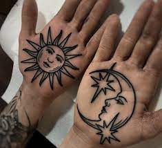 Find On Instagram Palm Tattoos Hand Tattoos Sun Tattoos