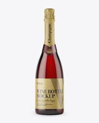 Dark Red Champagne Bottle Hq Mockup Front View In Bottle Mockups On Yellow Images Object Mockups