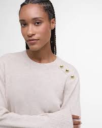 Barbour donna maglia con bottoni beige ELEANOR