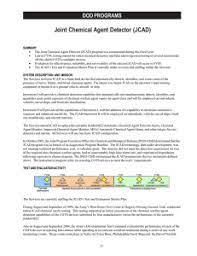 The jcad will allow detection of emerging threat agents. Joint Chemical Agent Detector Jcad