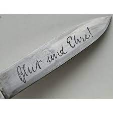 Ihr wollt doch auch den dolch ins laken stecken. Hitlerjugend Fahrtenmesser With Motto Blut Und Ehre M7 37 Rzm 1938 Daggers