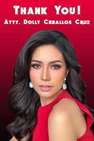 Thank you so much Atty. Dolly Ceballos Cruz for representing Malaybalay  City, Bukidnon. We are so proud of you. ❤️ #DollyForTheWorld #BukidKnown  #roar (c) Miss World Philippines Organization