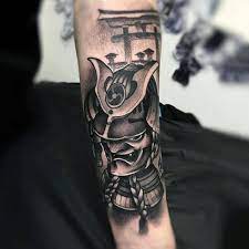 Forearm tattoos are bold because you aren't showcasing art in an indiscreet manner but rather in a way that exudes a confidence most people geometric is the newest design to hit the forearm scene and it's making quite a splash. Black And Grey 3d Samurai Head Tattoo Design For Forearm