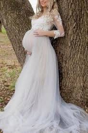 Maternity Elegant Lace Round Neck Dress Maternity Dresses Maternity Dresses For Photoshoot Ivory Maternity Dress