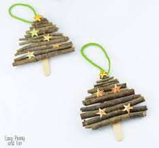 On the backside of the cardboard, glue two twigs to make the reindeer's antlers. Popsicle Stick And Twigs Christmas Tree Ornaments Easy Peasy And Fun