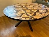 Art Deco Round Geometric Dining Table Resin Inlay Luxury Bespoke ...