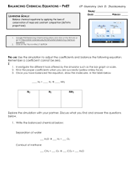 Sample learning goals balance a chemical equation. Balancing Chemical Equations Phet