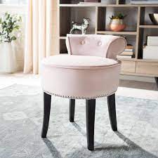 This project is an adorable vanity stool slipcover for a bathroom, changing room, little girl's room, or cabana. Georgia Vanity Stool In Blush Pink Espresso Safavieh Mcr4546k