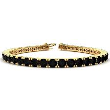 Mgw 10k yellow gold diamond 1/3ctw mens bracelet new $3000. Mens Tennis Bracelet 10 1 2 Carat Black Diamond Mens Tennis Bracelet In 14 Karat Yellow Gold 8 Inches Superjeweler