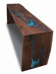 Modern Dining Console Made Using Live Edge Walnut With Epoxy Resin Inlay Amazing Resin Epoxy Table Top Resin Furniture
