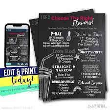 Editable Soda Lighted Soda Menu Latter Day Saint Soda Bar Etsy In 2021 Soda Bar Italian Soda Bar Bar Menu
