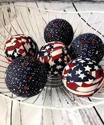 Old Glory Patriotic Fabric Ball Bowl Filler Orbs Set July Crafts 4th July Crafts Patriotic Diy