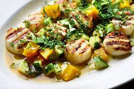 Grilled Sea Scallops With Yellow Beets Cucumbers And Lime Recipe Recipe Grilled Sea Scallops Yellow Beets Scallop Recipes