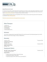 For help with your resume, check out our extensive personal. Calameo Personal Carer Resume