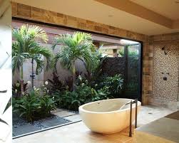 tropical bathroom bathub open space close to garden outdoor bathrooms indoor outdoor bathroom tropical bathroom
